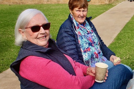 Isabelle Currans, Helen Rose and Lorraine Hawley at the Biggest Morning Tea.