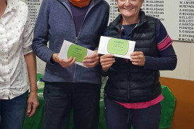 Cumnock Ladies Open B-grade handicap winner Annette Webster (right).