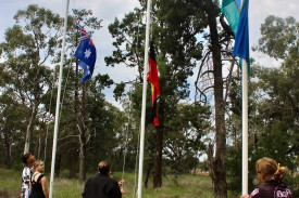 The flag raising at the 2025 NAIDOC week official opening in Nyngan.