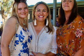 Alyssa Ellis, Tara Fitzgerald and Katie Sinclair at the Nyngan ANZAC Day Races.