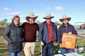 Innovation competition sponsors Erin and James Newton with organiser Dave Thornton and Alex Reid, whose father Peter won with a cut off switch for a generator.