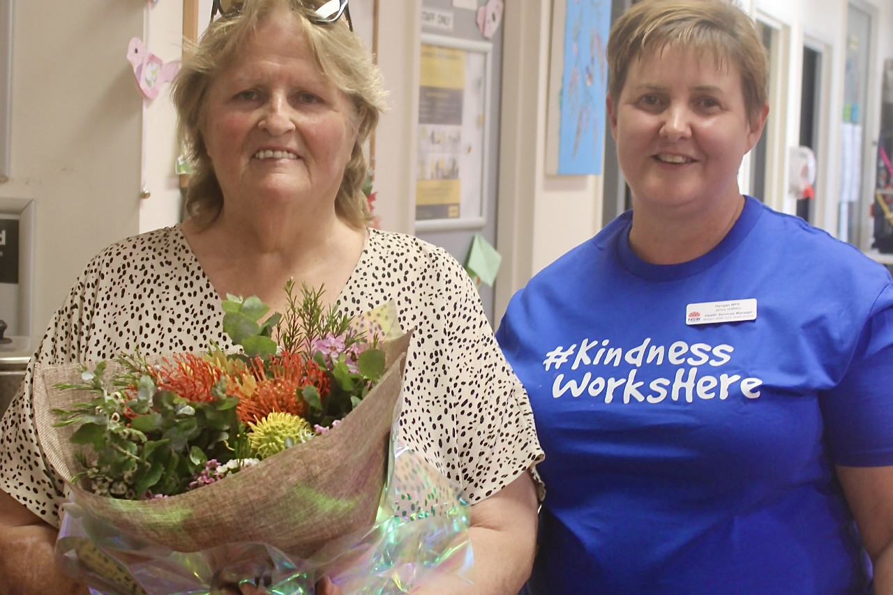 Sue Bourke won a 'cup of kindness award at Nyngan Multi-Purpose Health Service's World Kindness Day event. Photo by Abigail McLaughlin.