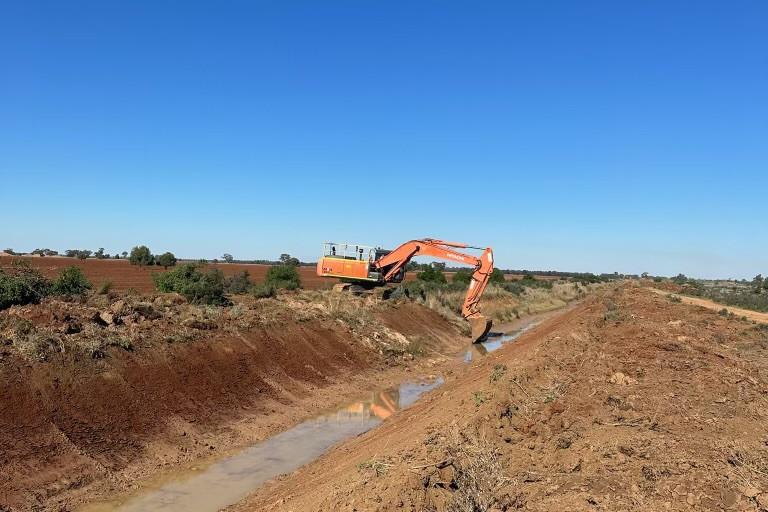 Bogan Shire Council has been carrying out routine de-silting work on the Albert Priest Channel this week. Photo: Supplied.