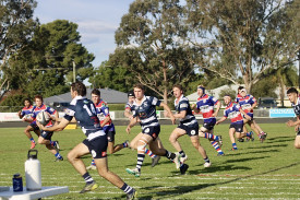 The Bulls second row Jack Perkon, Lachie Dionnelly and Will Boag.