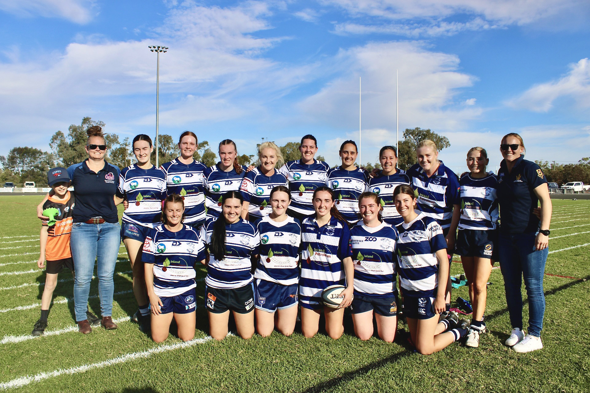 The victorious Bogan Bulls Tri Tag team with their coaches Sarah Pearce and Danielle Plummer.