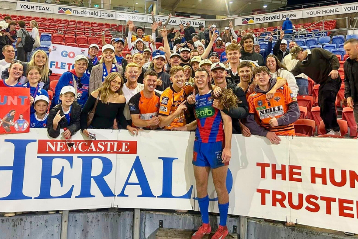 Some of the Nyngan/Warren faithful who made the trip to Newcastle to cheer on their home debutante. Photo supplied.