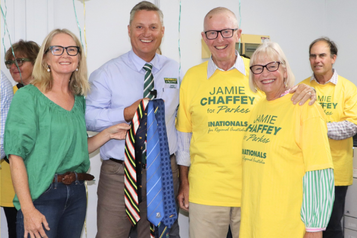 Member for Parkes, Jamie Chaffey alongside his wife Judy and his predecessor Mark Coulton and his wife, Robyn. Photo supplied.