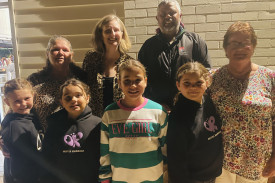 Proud to perform at Nyngan. Back: Ros Peachey, Jacqueline Emery (CEO, Royal Far West), Peter Mackay (President, WWA). Front: Roxy Cobcroft, Kallee-Ray Forbes, Hayley O’Hara, Kiara-Ann Forbes and Nettie Slade. Photos: WWA.